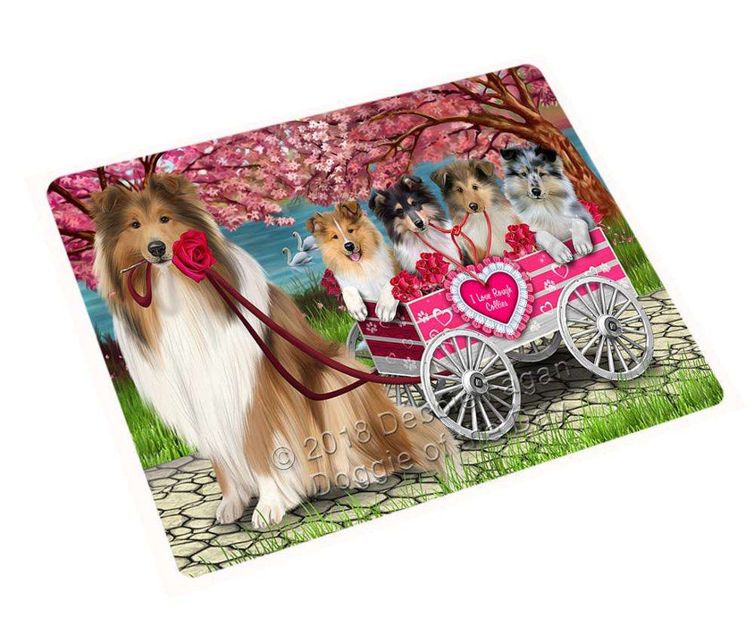 I Love Rough Collies Dog in a Cart Cutting Board C67077
