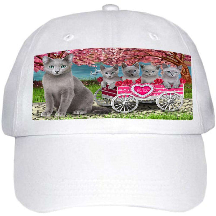 I Love Russian Blue Cats Cat in a Cart Ball Hat Cap HAT58845