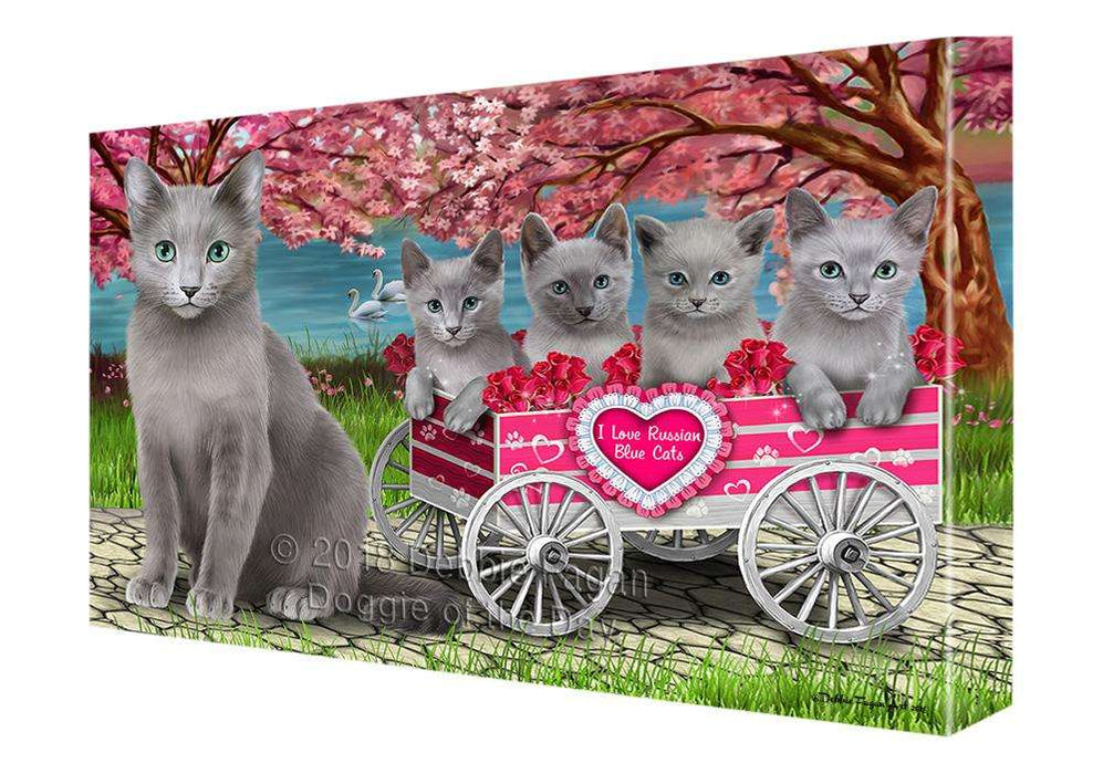 I Love Russian Blue Cats Cat in a Cart Canvas Print Wall Art Décor CVS82601