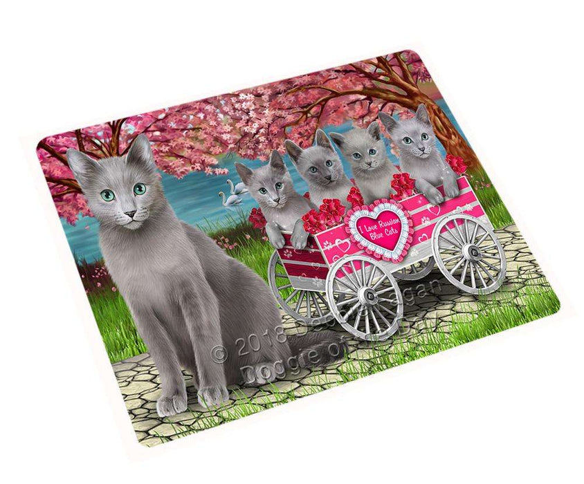 I Love Russian Blue Cats Cat in a Cart Cutting Board C59361
