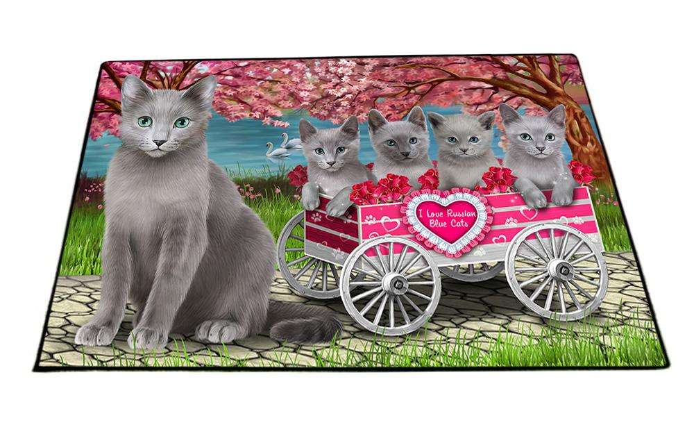 I Love Russian Blue Cats Cat in a Cart Floormat FLMS51243