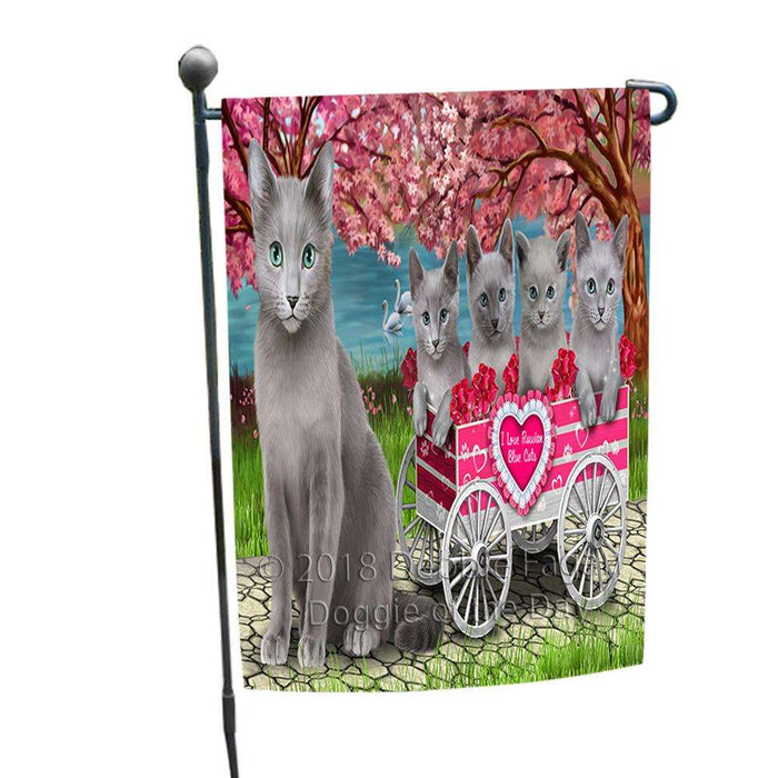 I Love Russian Blue Cats Cat in a Cart Garden Flag GFLG51701