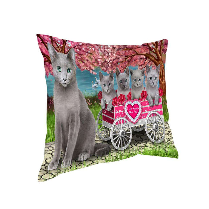 I Love Russian Blue Cats Cat in a Cart Pillow PIL63180