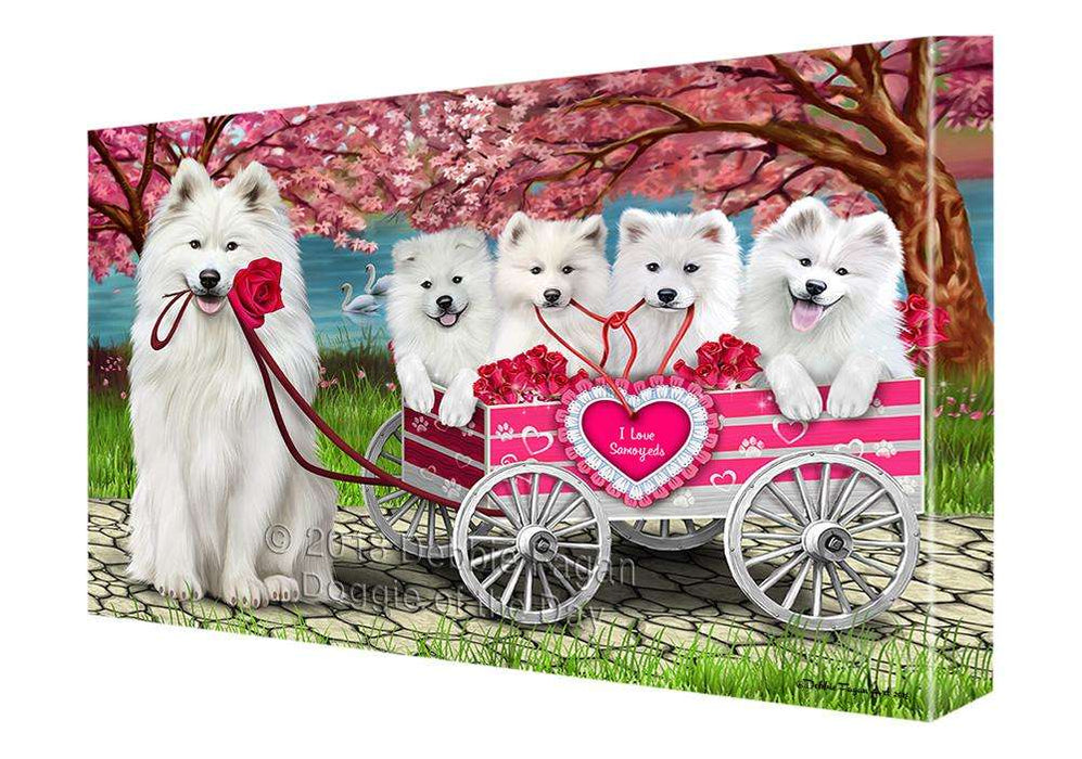 I Love Samoyeds Dog Cat in a Cart Canvas Print Wall Art Décor CVS82610