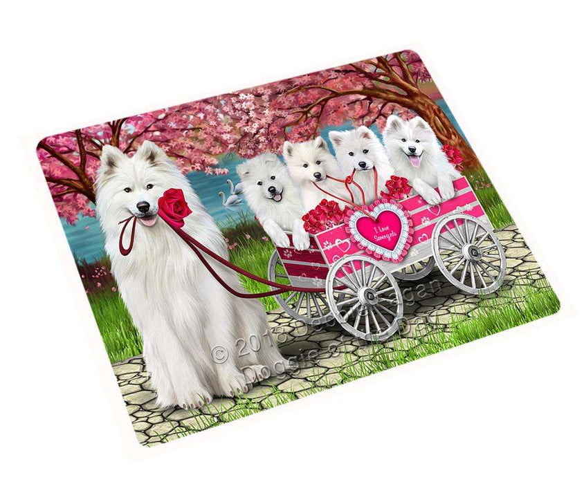 I Love Samoyeds Dog Cat in a Cart Cutting Board C59364