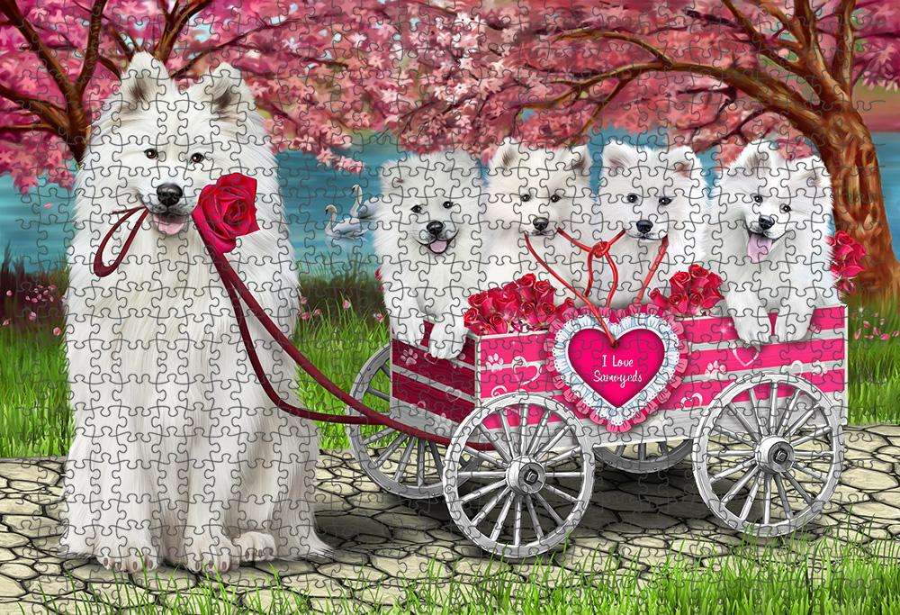 I Love Samoyeds Dog Cat in a Cart Puzzle with Photo Tin PUZL59202
