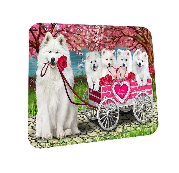 I Love Samoyeds Dog in a Cart Coasters Set of 4 CST51664