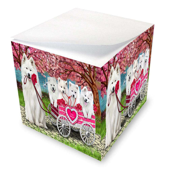 I Love Samoyeds Dog in a Cart Note Cube NOC51705