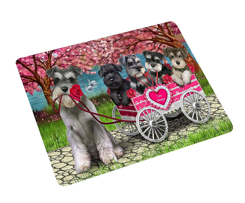 I Love Schnauzer Dogs in a Cart Large Refrigerator / Dishwasher Magnet