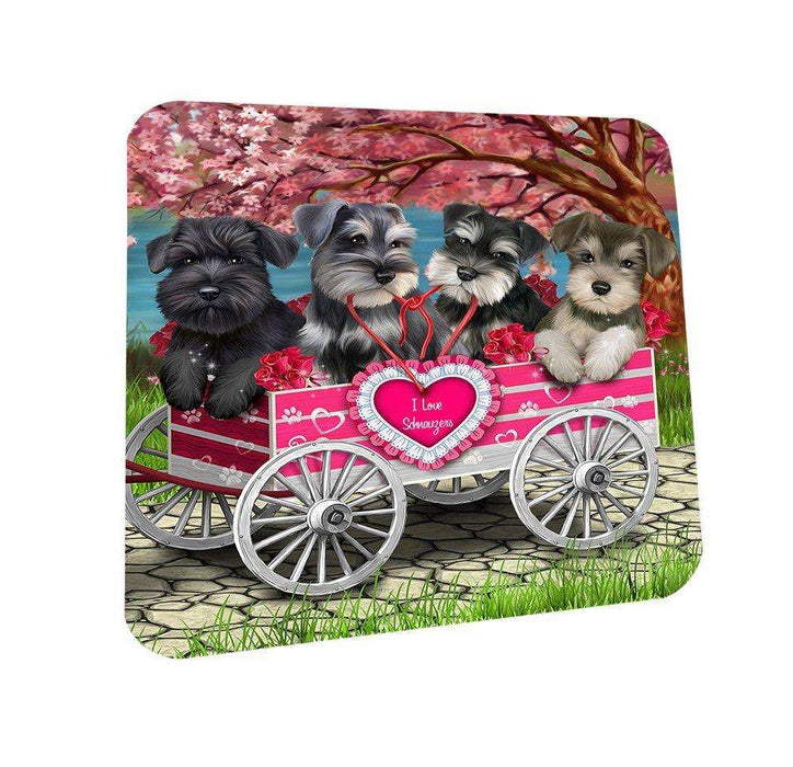 I Love Schnauzers Dog in a Cart Coasters Set of 4 CST48548