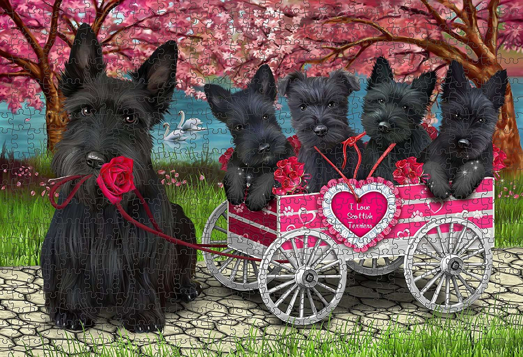 I Love Scottish Terrier Cart Dogs Puzzle with Photo Tin PUZL1452