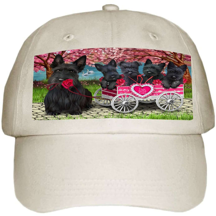 I Love Scottish Terriers Dog in a Cart Ball Hat Cap HAT49503