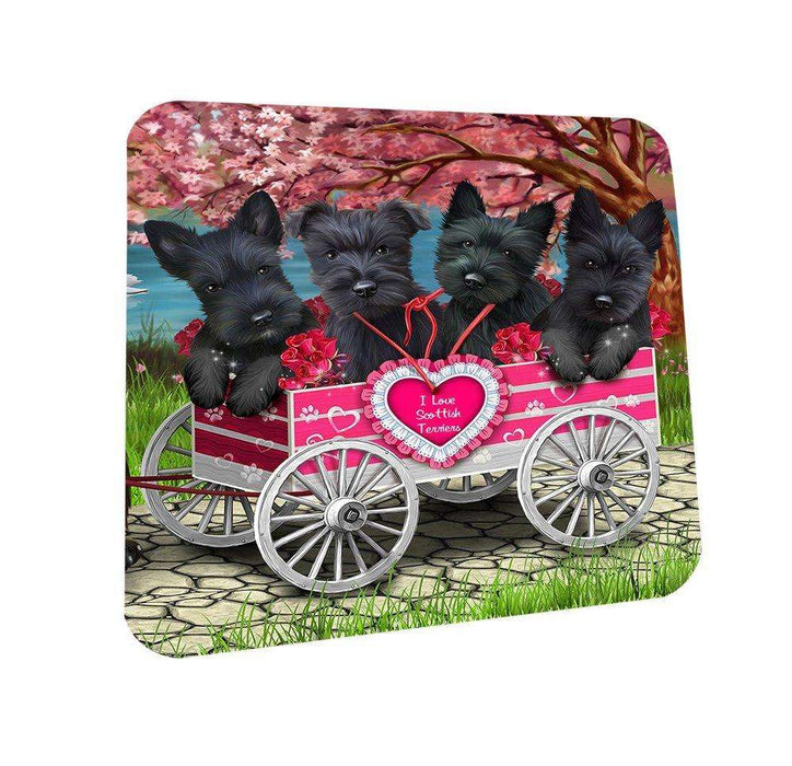 I Love scottish terriers Dog in a Cart Coasters Set of 4 CST48549