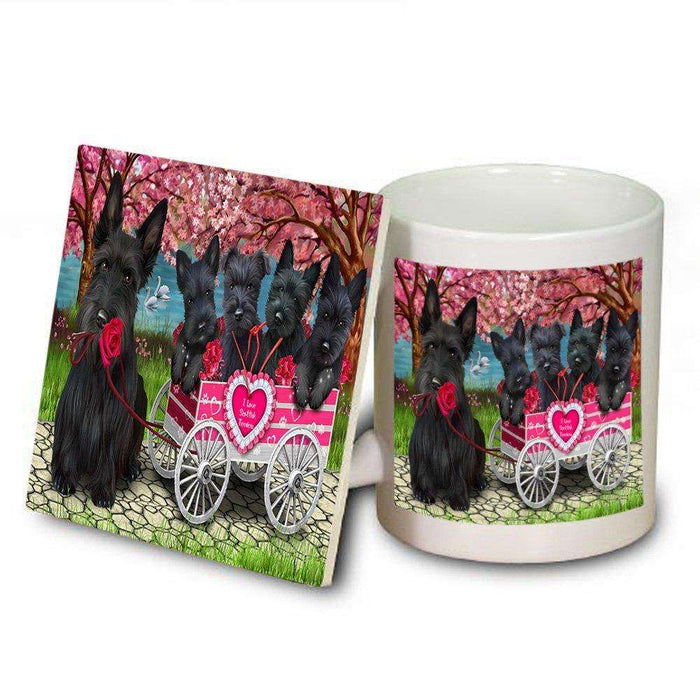 I Love scottish terriers Dog in a Cart Mug and Coaster Set MUC48582