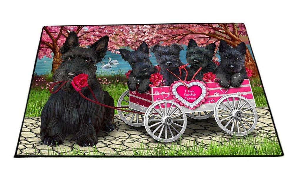 I Love Scottish Terriers Dogs in a Cart Indoor/Outdoor Floormat D072