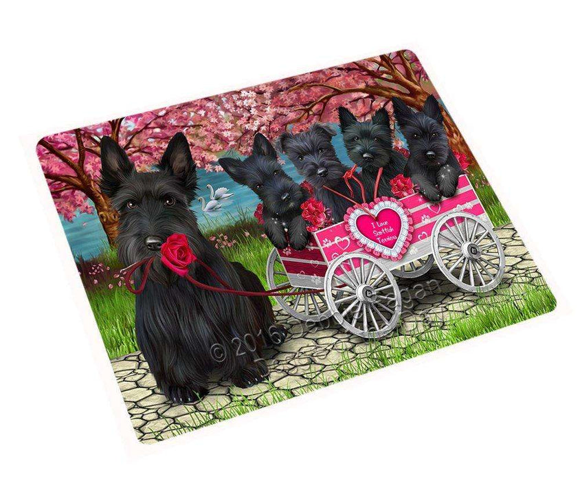 I Love Scottish Terriers Dogs in a Cart Tempered Cutting Board