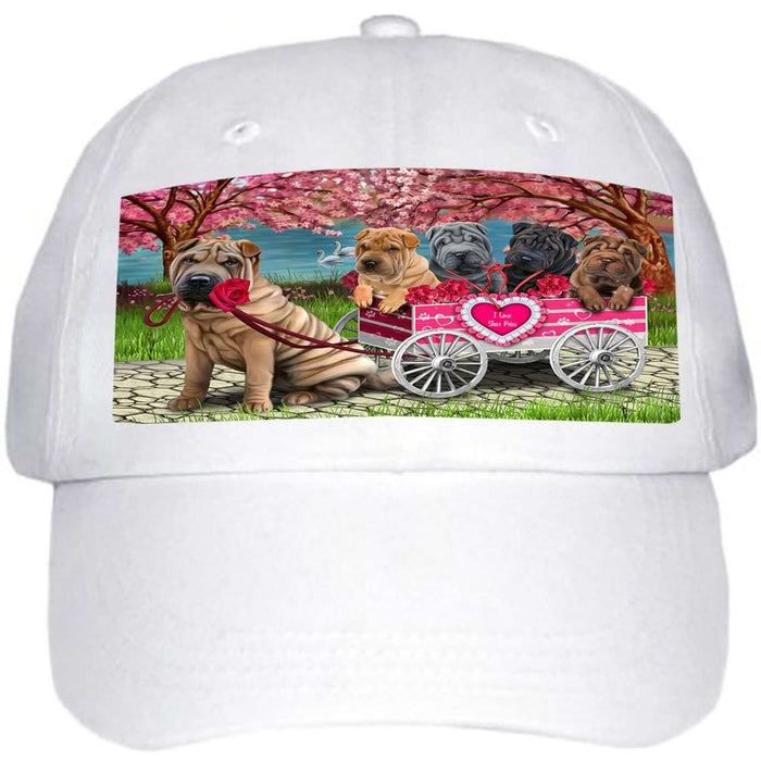 I Love Shar Peies Dog in a Cart Ball Hat Cap HAT49506