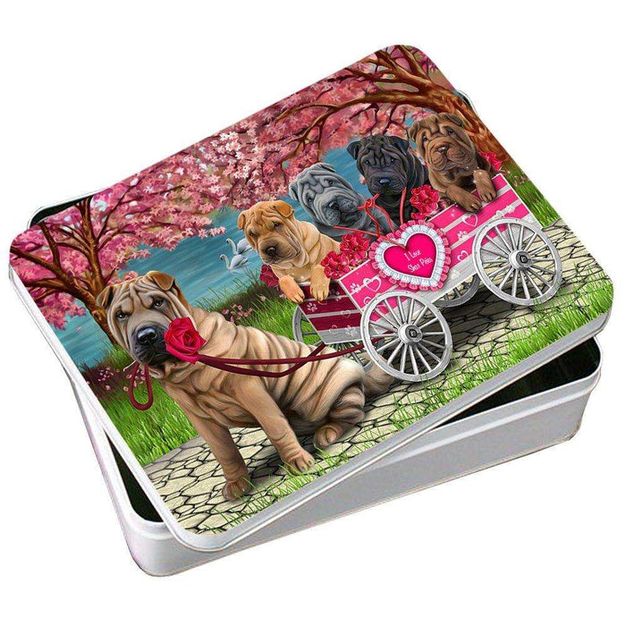 I Love Shar Peies Dog in a Cart Photo Storage Tin PITN48591
