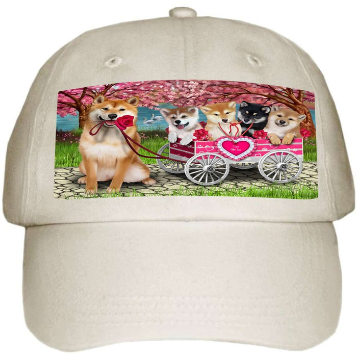 I Love Shiba Inu Dogs in a Cart Ball Hat Cap
