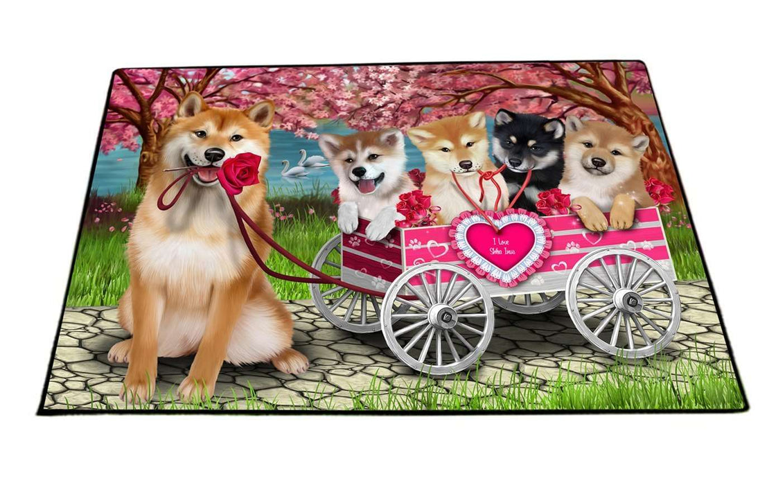 I Love Shiba Inu Dogs in a Cart Indoor/Outdoor Floormat