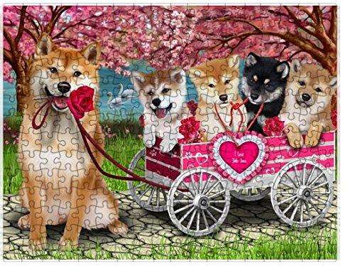 I Love Shiba Inu Dogs in a Cart Puzzle with Photo Tin
