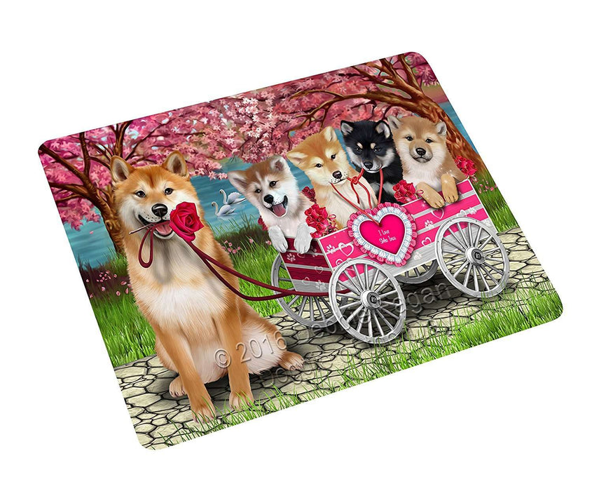 I Love Shiba Inu Dogs in a Cart Tempered Cutting Board (Small)