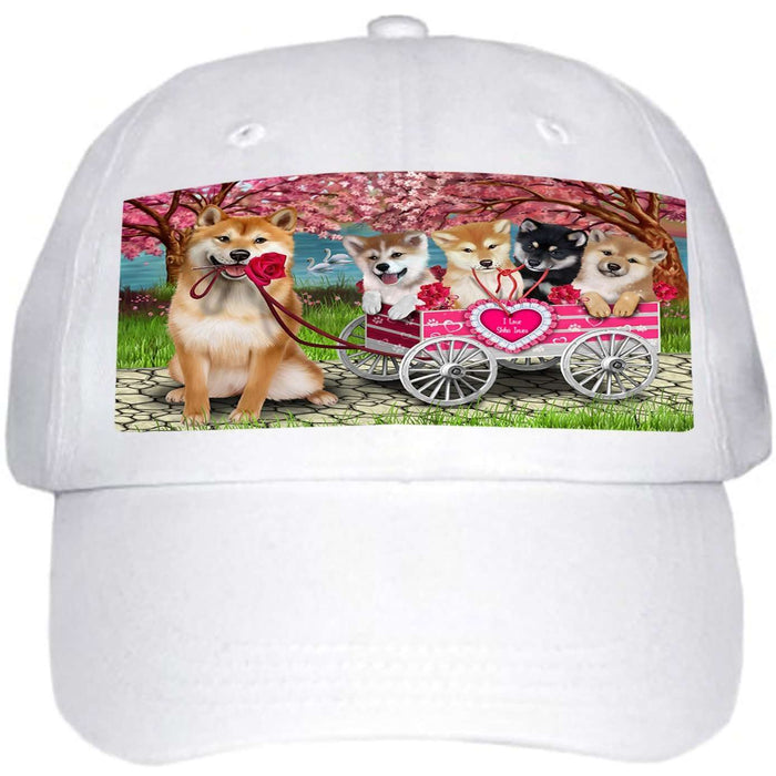 I Love Shiba Inues Dog in a Cart Ball Hat Cap HAT49509