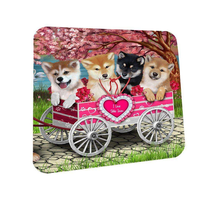 I Love Shiba Inues Dog in a Cart Coasters Set of 4 CST48551