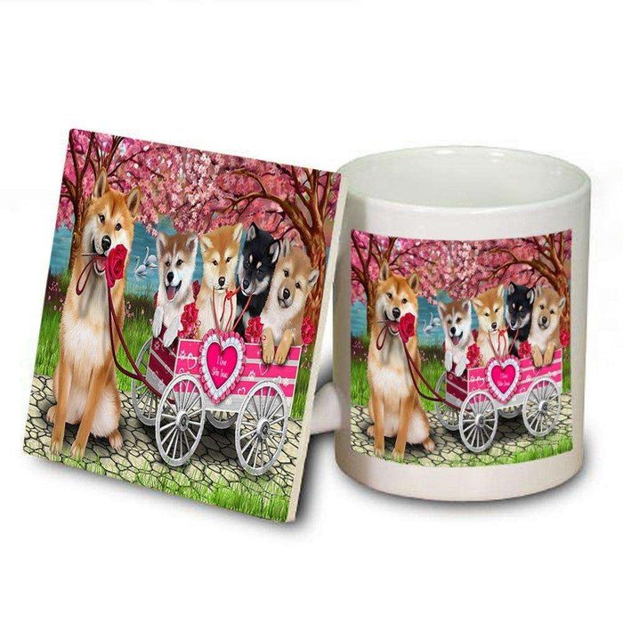 I Love Shiba Inues Dog in a Cart Mug and Coaster Set MUC48584