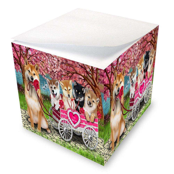 I Love Shiba Inues Dog in a Cart Note Cube NOC48592