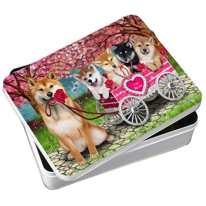 I Love Shiba Inues Dog in a Cart Photo Storage Tin PITN48592