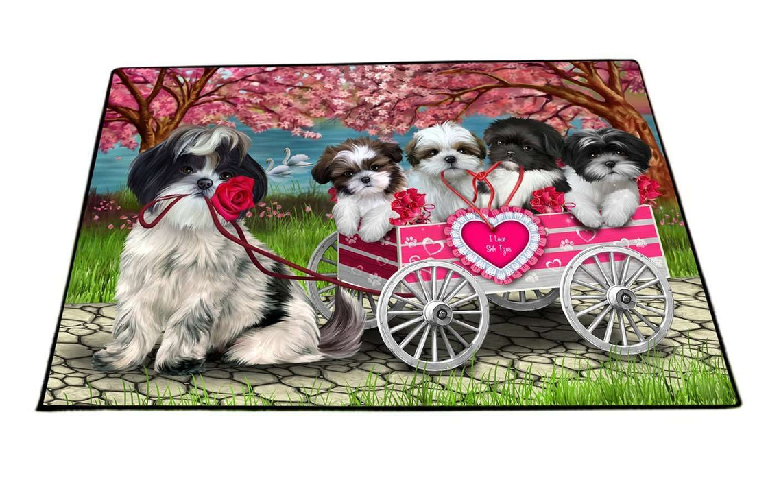 I Love Shih Tzu Dogs in a Cart Indoor/Outdoor Floormat