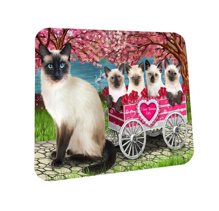 I Love Siamese Cat in a Cart Art Portrait Coasters Set of 4 CST52691