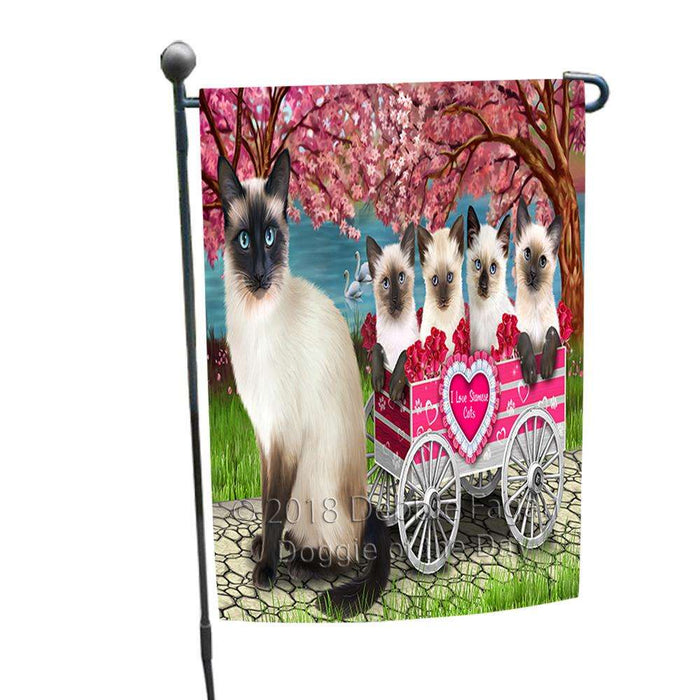 I Love Siamese Cat in a Cart Art Portrait Garden Flag GFLG52794