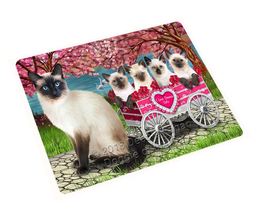 I Love Siamese Cat in a Cart Art Portrait Large Refrigerator / Dishwasher Magnet RMAG77280
