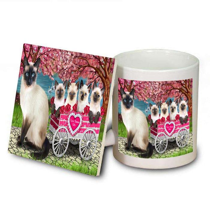 I Love Siamese Cat in a Cart Art Portrait Mug and Coaster Set MUC52724