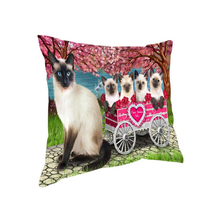 I Love Siamese Cat in a Cart Art Portrait Pillow PIL67552