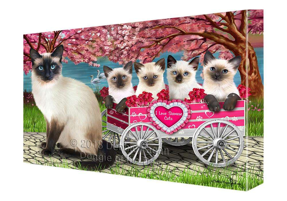 I Love Siamese Cats Cat in a Cart Canvas Print Wall Art Décor CVS82619