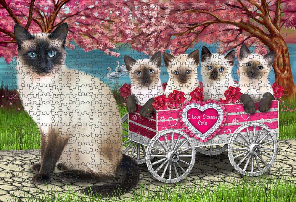 I Love Siamese Cats Cat in a Cart Puzzle with Photo Tin PUZL59205
