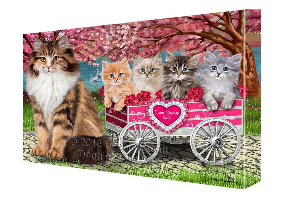 I Love Siberian Cats in a Cart Canvas Print Wall Art Décor CVS105758