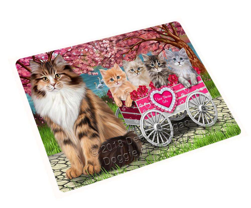 I Love Siberian Cats in a Cart Cutting Board C67080