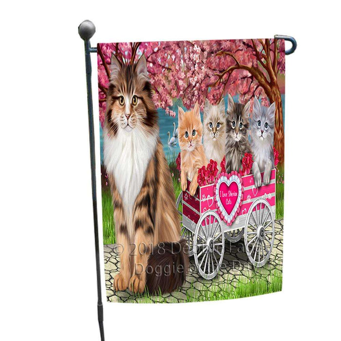 I Love Siberian Cats in a Cart Garden Flag GFLG54274