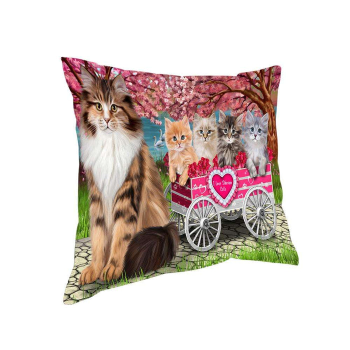 I Love Siberian Cats in a Cart Pillow PIL73472