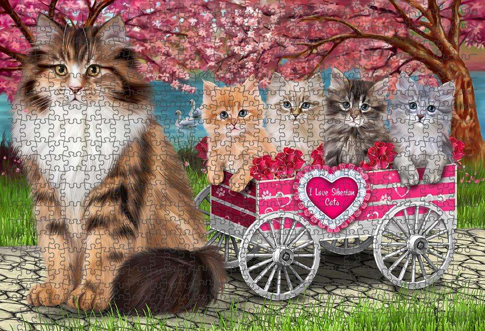 I Love Siberian Cats in a Cart Puzzle with Photo Tin PUZL84004