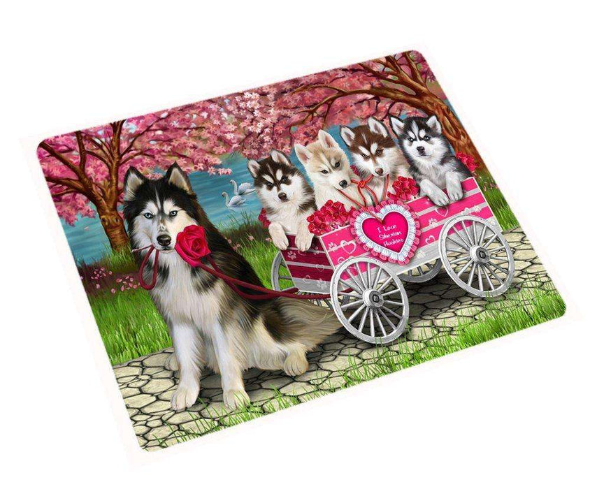 I Love Siberian Husky Dogs In A Cart Magnet Mini (3.5" x 2")
