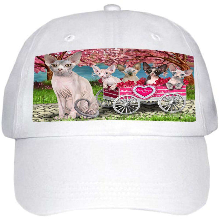 I Love Sphynx Cat in a Cart Art Portrait Ball Hat Cap HAT61932