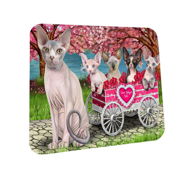 I Love Sphynx Cat in a Cart Art Portrait Coasters Set of 4 CST52692