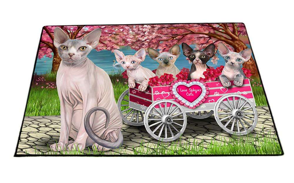 I Love Sphynx Cat in a Cart Art Portrait Floormat FLMS51996