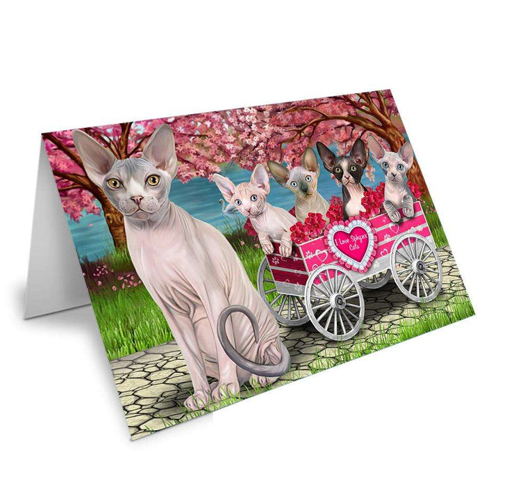 I Love Sphynx Cat in a Cart Art Portrait Handmade Artwork Assorted Pets Greeting Cards and Note Cards with Envelopes for All Occasions and Holiday Seasons GCD62228