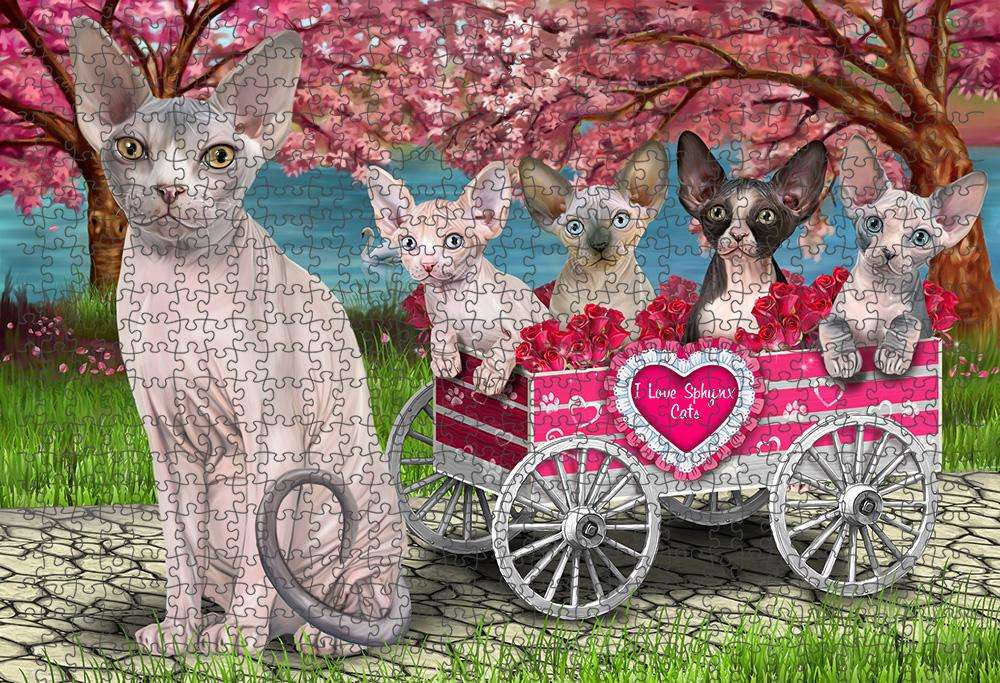 I Love Sphynx Cat in a Cart Art Portrait Puzzle with Photo Tin PUZL62506